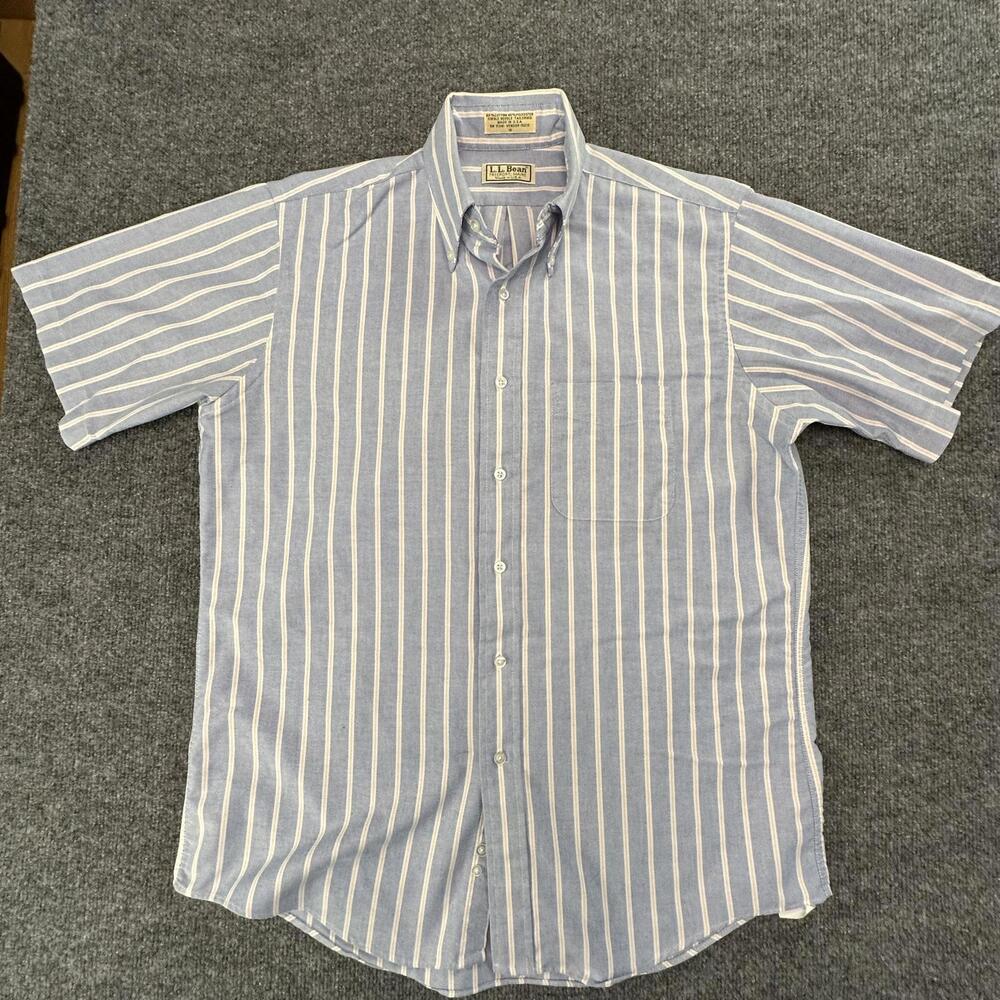L.L. Bean Men's Short Sleeve Button-Up, Made in USA Size 16 #596